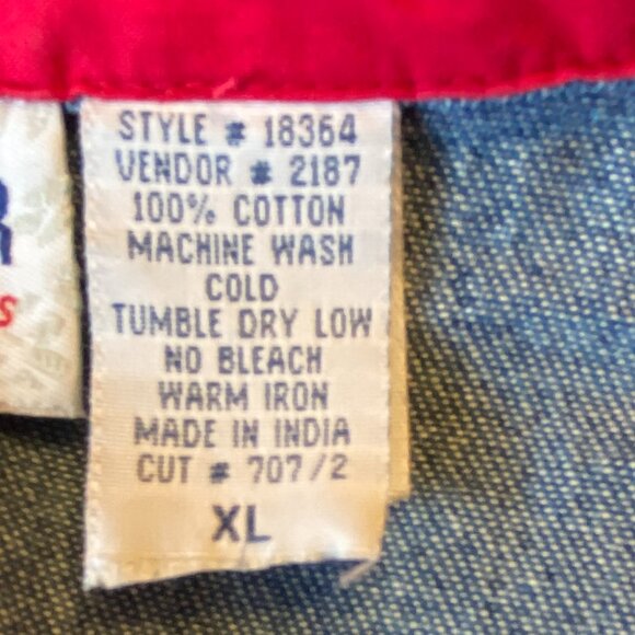 Vintage Denim Patchwork Red Bandana Jean Jacket Western Cowgirl Paisley Rodeo-XL - Picture 14 of 15